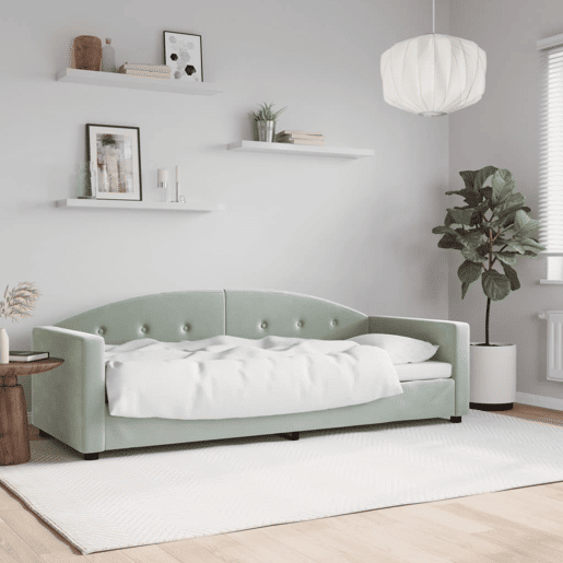 Sofá-cama, Sofá conversível 80x200 cm veludo cinzento-claro Sofá-cama, Sofá conversível 80x200 cm veludo cinzento-claro