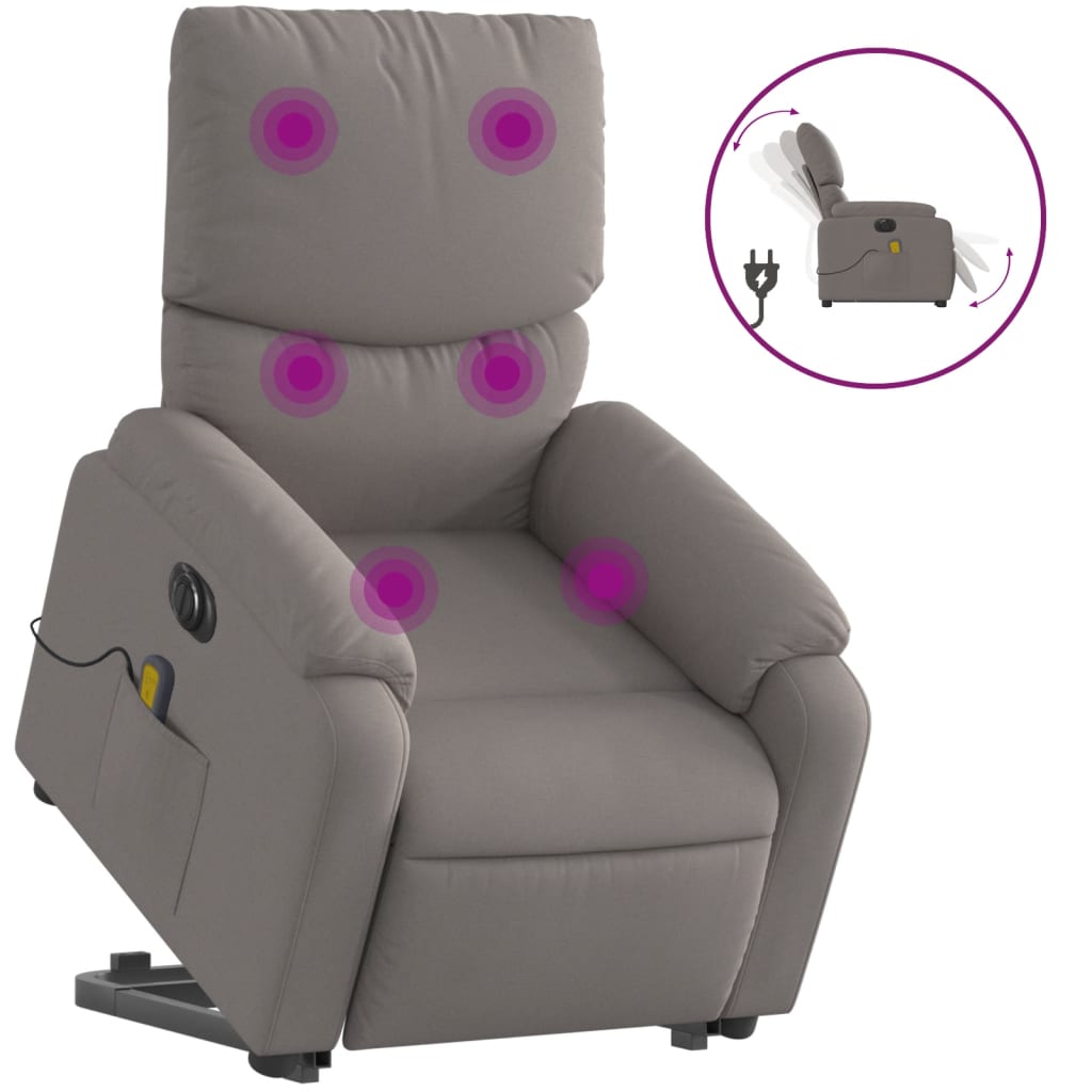 Sillón de masaje eléctrico reclinable - sillón relax elevable tela taupé