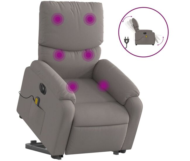 Sillón de masaje eléctrico reclinable - sillón relax elevable tela taupé