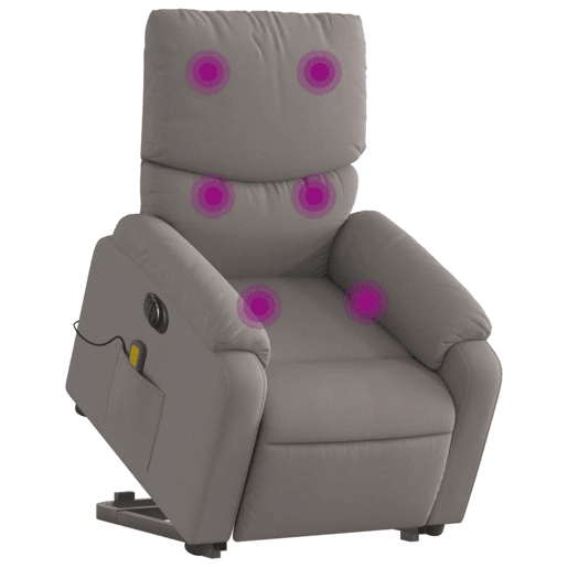 Poltrona elétrica elevatória massagens - Poltrona relax tecido cinza-acastanhado