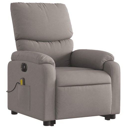 Poltrona elétrica elevatória massagens - Poltrona relax tecido cinza-acastanhado