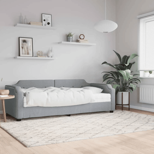 Sofá-cama, Sofá conversível com colchão 80x200 cm tecido cinzento-claro