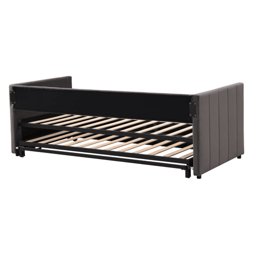 Sofá-cama 90180x200 cm - Com estrado de ripas, multifuncional, veludo cinzento