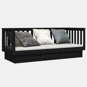 Sofá-cama, Sofá conversível 90x190 cm madeira de pinho maciça preto