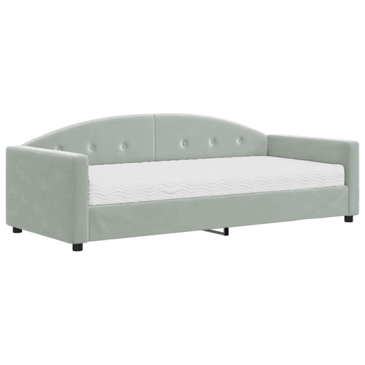 Sofá-cama, Sofá conversível com colchão 90x200 cm veludo cinzento-claro