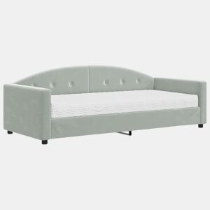 Sofá-cama, Sofá conversível com colchão 90x200 cm veludo cinzento-claro