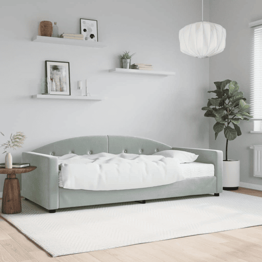 Sofá-cama, Sofá conversível com colchão 90x200 cm veludo cinzento-claro