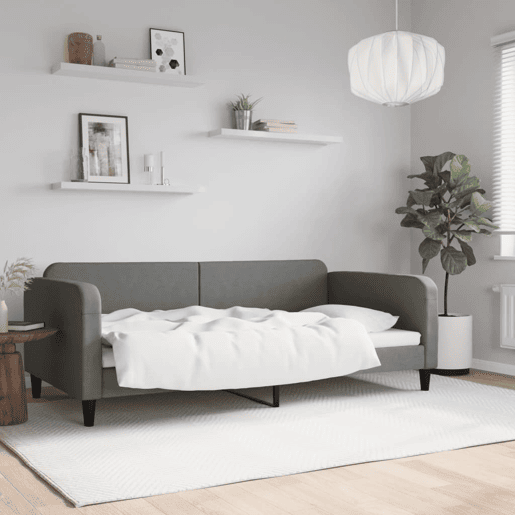 Sofá-cama, Sofá conversível 100x200 cm tecido cinzento-escuro Sofá-cama, Sofá conversível 100x200 cm tecido cinzento-escuro