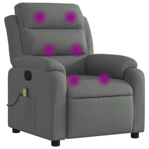 Poltrona de massagens reclinável - Poltrona relax tecido cinzento-escuro