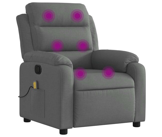 Sillón de masaje reclinable - sillón relax de tela gris oscuro