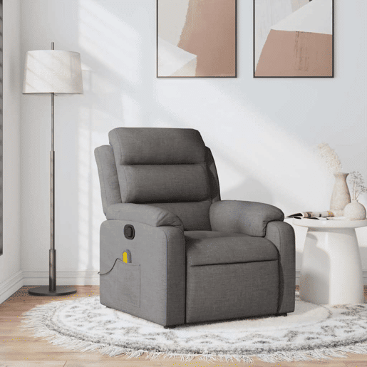 Poltrona de massagens reclinável - Poltrona relax tecido cinzento-escuro