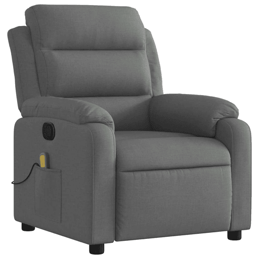 Poltrona de massagens reclinável - Poltrona relax tecido cinzento-escuro