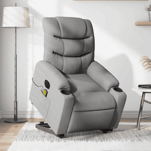 Poltrona elétrica reclinável massagens - Poltrona relax tecido cinzento-claro