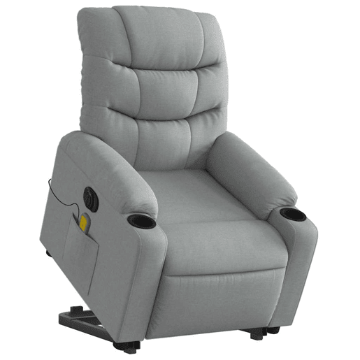 Poltrona elétrica reclinável massagens - Poltrona relax tecido cinzento-claro