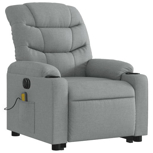 Poltrona elétrica reclinável massagens - Poltrona relax tecido cinzento-claro