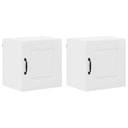 Lote de 2 Armários de cozinha suspendidos - Cozinha modular Colgantes com porta Branco Brilhante