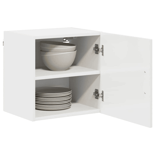Lote de 2 Armários de cozinha suspendidos - Cozinha modular Colgantes com porta Branco Brilhante