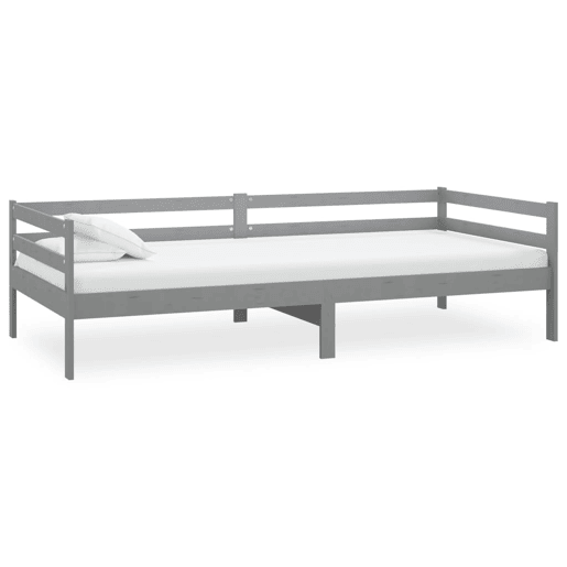 Sofá-cama, Sofá conversível com colchão 90x200 cm pinho maciço cinzento