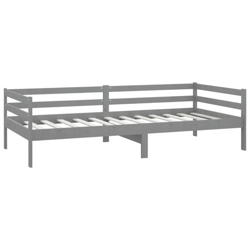 Sofá-cama, Sofá conversível com colchão 90x200 cm pinho maciço cinzento