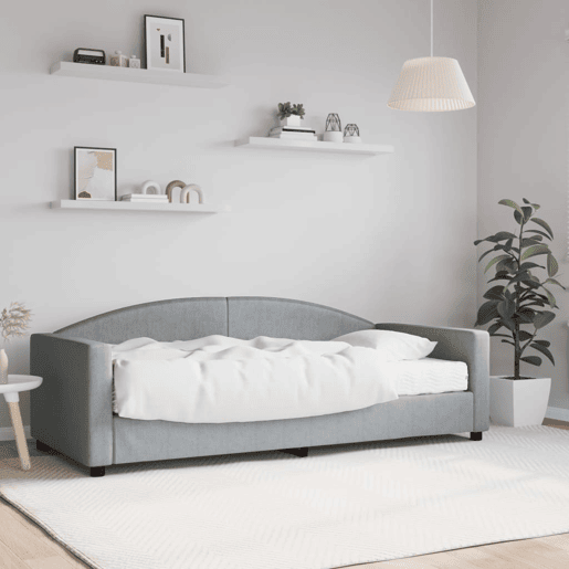 Sofá-cama, Sofá conversível com colchão 90x190 cm tecido cinzento-claro Sofá-cama, Sofá conversível com colchão 90x190 cm tecido cinzento-claro