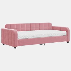 Sofá-cama, Sofá conversível com colchão 90x200 cm veludo rosa
