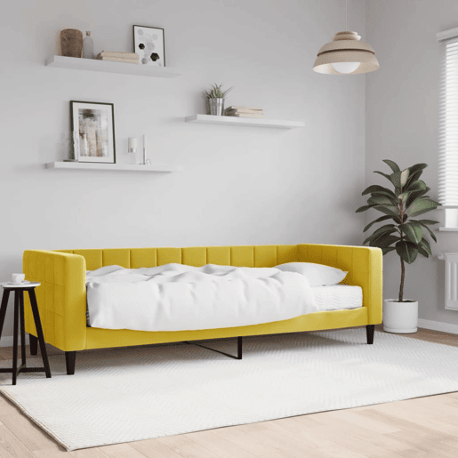 Sofá-cama, Sofá conversível com colchão 80x200 cm veludo amarelo