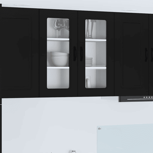 Armário de cozinha suspenso - armario de cocina colgante com porta Preto 80 x 31 x 80 cm
