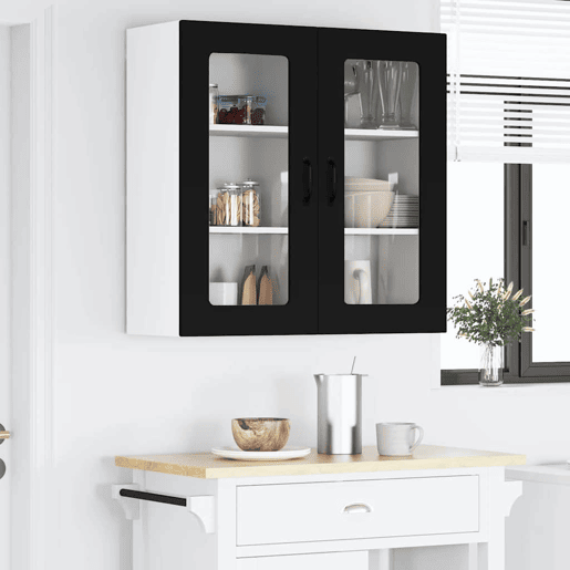 Armário de cozinha suspenso - armario de cocina colgante com porta Preto 80 x 31 x 80 cm