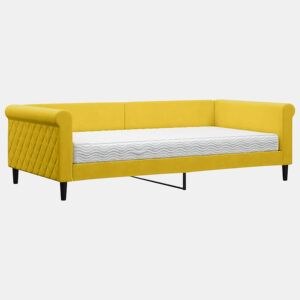 Sofá-cama, Sofá conversível com colchão 100x200 cm veludo amarelo