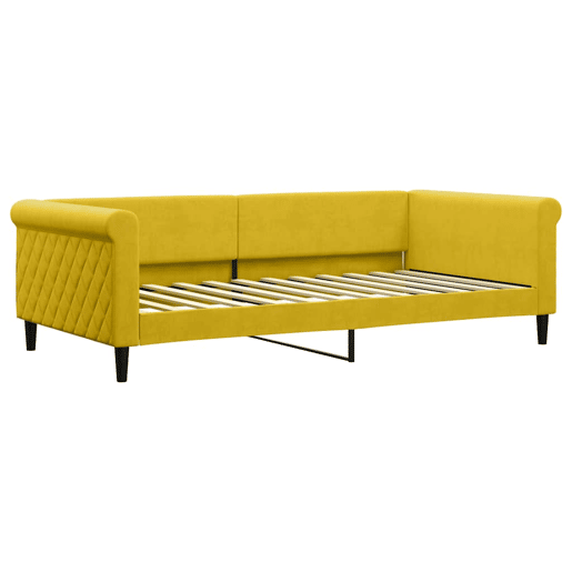 Sofá-cama, Sofá conversível com colchão 100x200 cm veludo amarelo