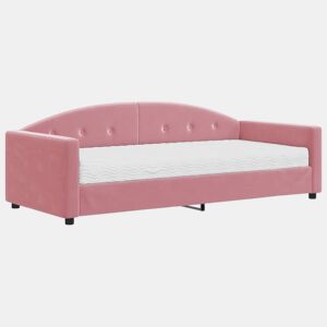 Sofá-cama, Sofá conversível com colchão 90x200 cm veludo rosa