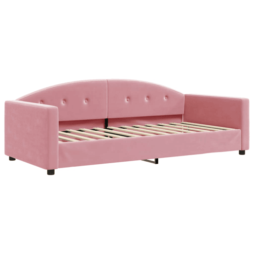 Sofá-cama, Sofá conversível com colchão 90x200 cm veludo rosa