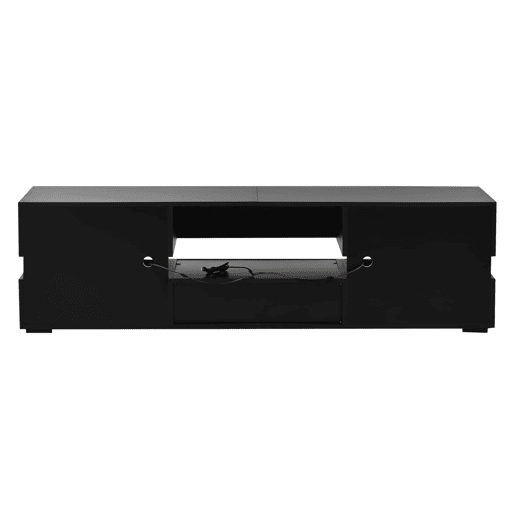 Móvel de TV moderno 160x39x45 cm - com LED, 2 portas, 1 gaveta, acrílico, para TV de 70 - Preto Móvel de TV moderno 160x39x45 cm - com LED, 2 portas, 1 gaveta, acrílico, para TV de 70 - Preto