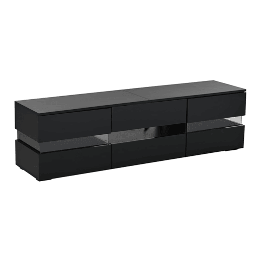 Móvel de TV moderno 160x39x45 cm - com LED, 2 portas, 1 gaveta, acrílico, para TV de 70 - Preto Móvel de TV moderno 160x39x45 cm - com LED, 2 portas, 1 gaveta, acrílico, para TV de 70 - Preto
