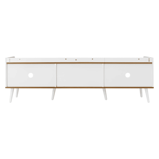 Móvel de TV 160 cm - Compacto, com 3 portas - Branco e natural