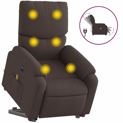 Poltrona elétrica massagens - Poltrona relax tecido castanho-escuro