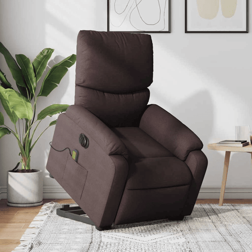 Poltrona elétrica massagens - Poltrona relax tecido castanho-escuro