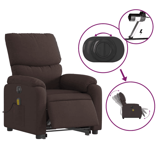 Poltrona elétrica massagens - Poltrona relax tecido castanho-escuro