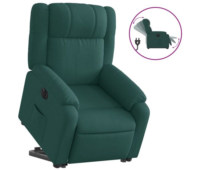 Sillón eléctrico reclinable elevable - sillón relax de tela verde oscuro