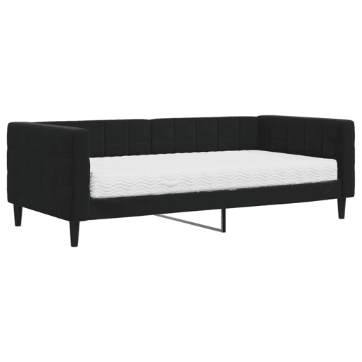 Sofá-cama, Sofá conversível com colchão 90x190 cm veludo preto