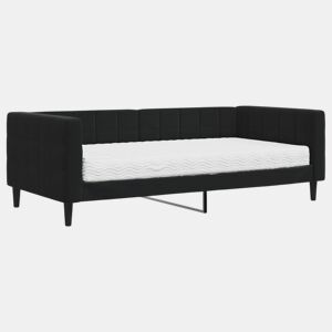 Sofá-cama, Sofá conversível com colchão 90x190 cm veludo preto