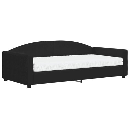 Sofá-cama, Sofá conversível com colchão 100x200 cm tecido preto