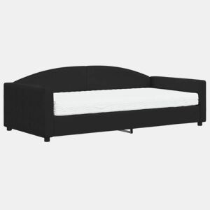 Sofá-cama, Sofá conversível com colchão 100x200 cm tecido preto