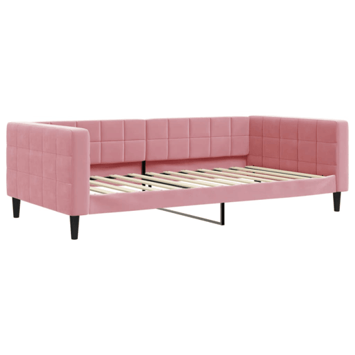 Sofá-cama, Sofá conversível 100x200 cm veludo rosa