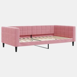 Sofá-cama, Sofá conversível 100x200 cm veludo rosa