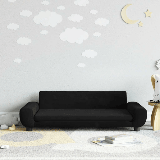 Sofá infantil, Sofá para criança 100x54x33 cm veludo preto