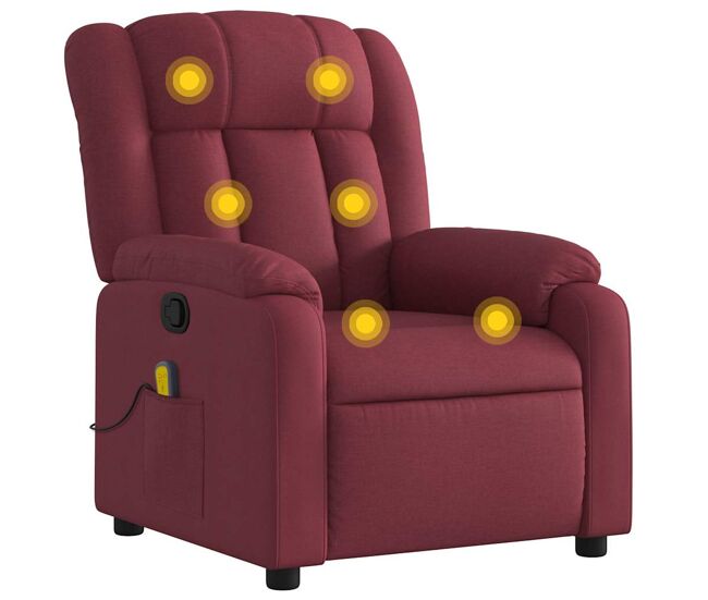 Sillón de masaje reclinable - sillón relax de tela color vino tinto