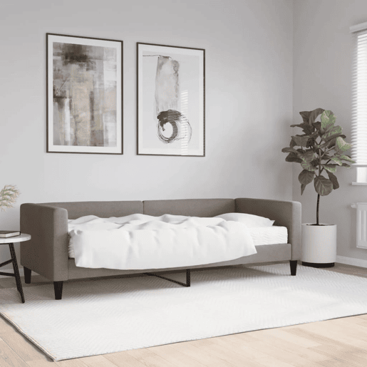 Sofá-cama, Sofá conversível com colchão 80x200 cm tecido cinzento-acastanhado