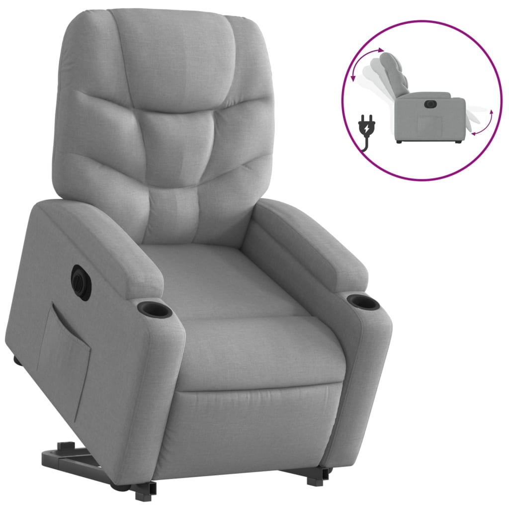 Sillón eléctrico reclinable elevable - sillón relax de tela gris claro