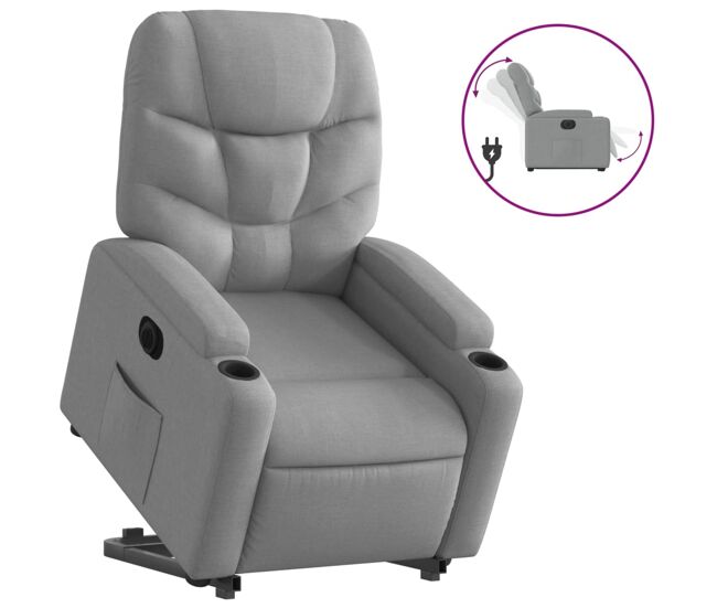 Sillón eléctrico reclinable elevable - sillón relax de tela gris claro